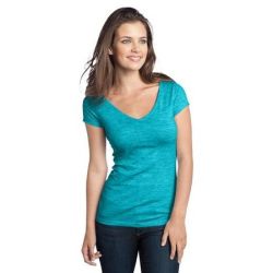 District ®  - Juniors Extreme Heather Cap Sleeve V-Neck Tee DT2001